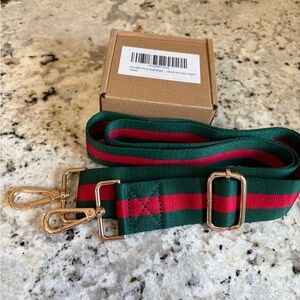 Green and Red Stripe Bag Strap